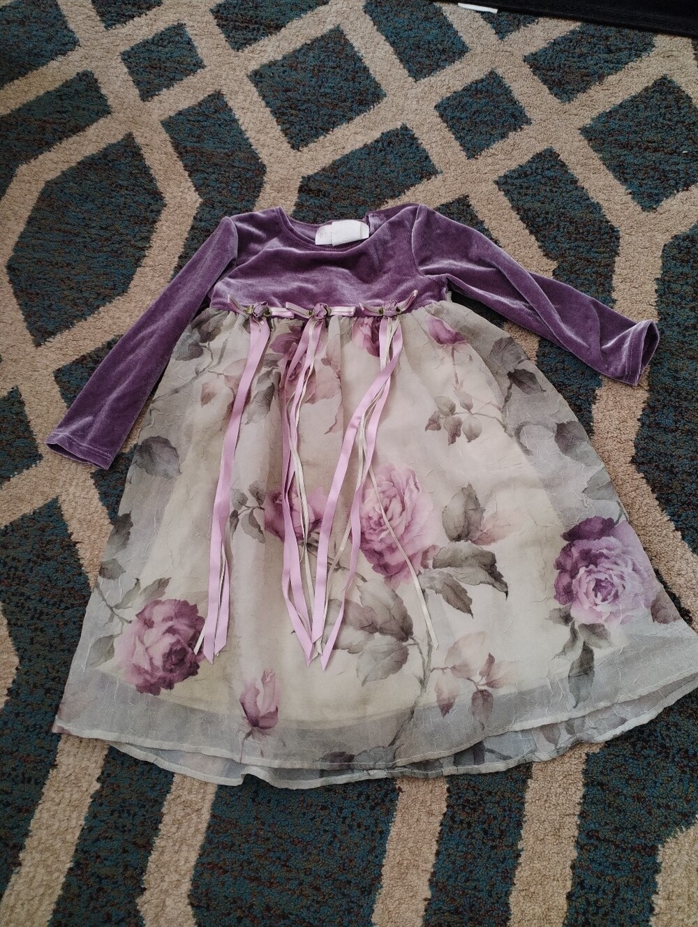 Purple Long Sleeve V-Neck Sundress for Wedding Guests